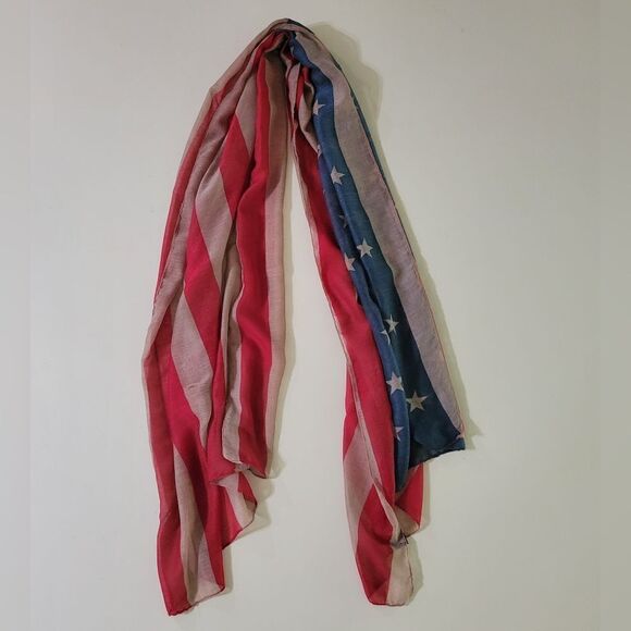 Rue 21 Women's Vintage America Flag Scarf Oblong - Picture 6 of 11